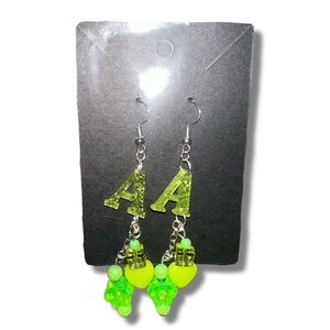 2/$10 Handmade Beaded “A” Earrings